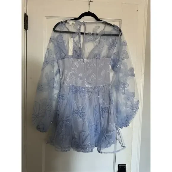 For Love & Lemons Presley Mini Dress – Periwinkle Blue – Size Large – NWT - Picture 5 of 12